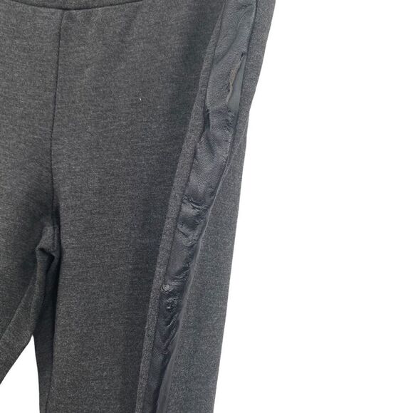 Joie charcoal Gray Leggings w/ Vegan Leather Side Stripes, Size M - Picture 4 of 10
